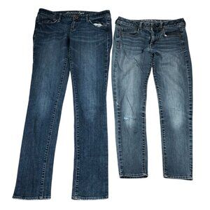 American Eagle Outfitters Womens Jeans Size 8 Lot Of Two Skinny Crop Blue Denim
